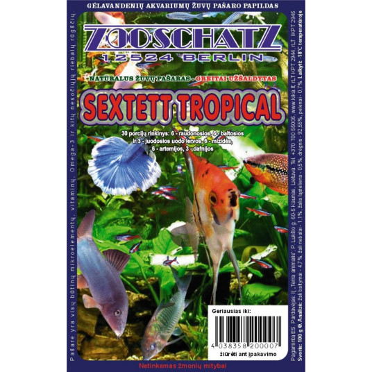  Sextett tropical šaldytas pašaras žuvims 100g 