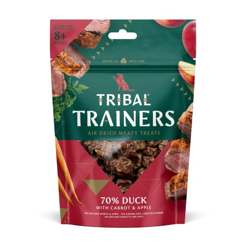 Antienos, morkų ir obuolių skanėstai dresūrai šunims „Duck, Carrot - Apple“, TRIBAL, 80g