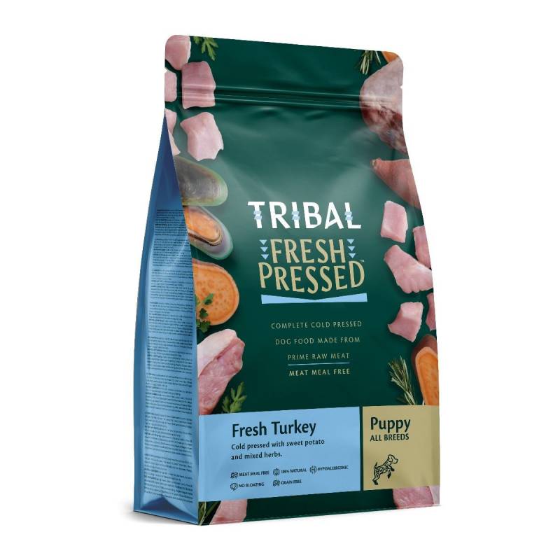 Maistas šuniukams, kalakutiena šalto spaudimo „Fresh Pressed Turkey - PUPPY“, TRIBAL