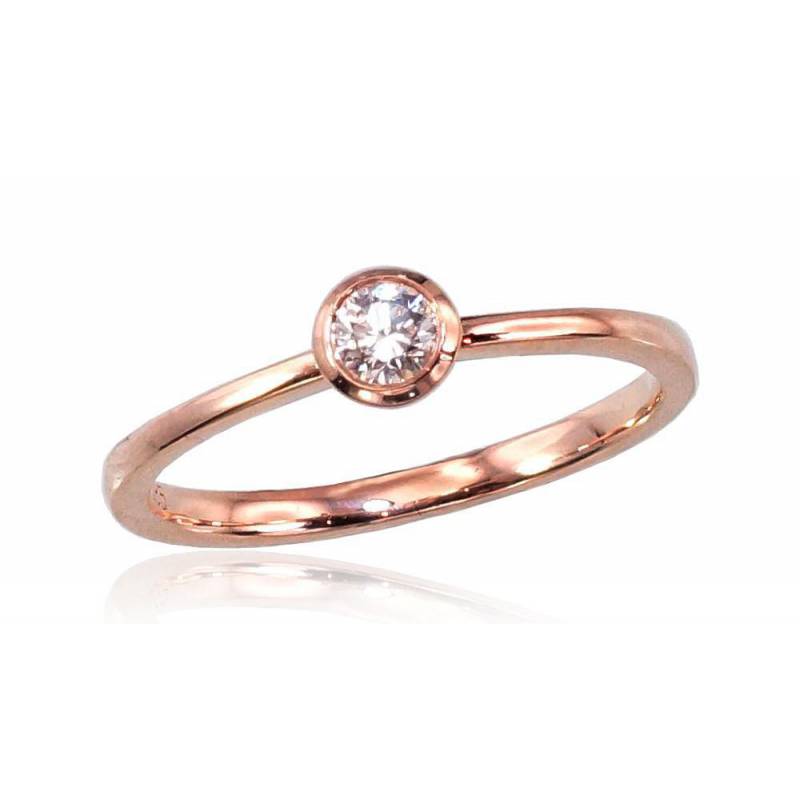 Auksinis sužadėtuvių žiedas. Praba: 585°, Metalas: Raudonas Auksas, Akmuo: Briliantai