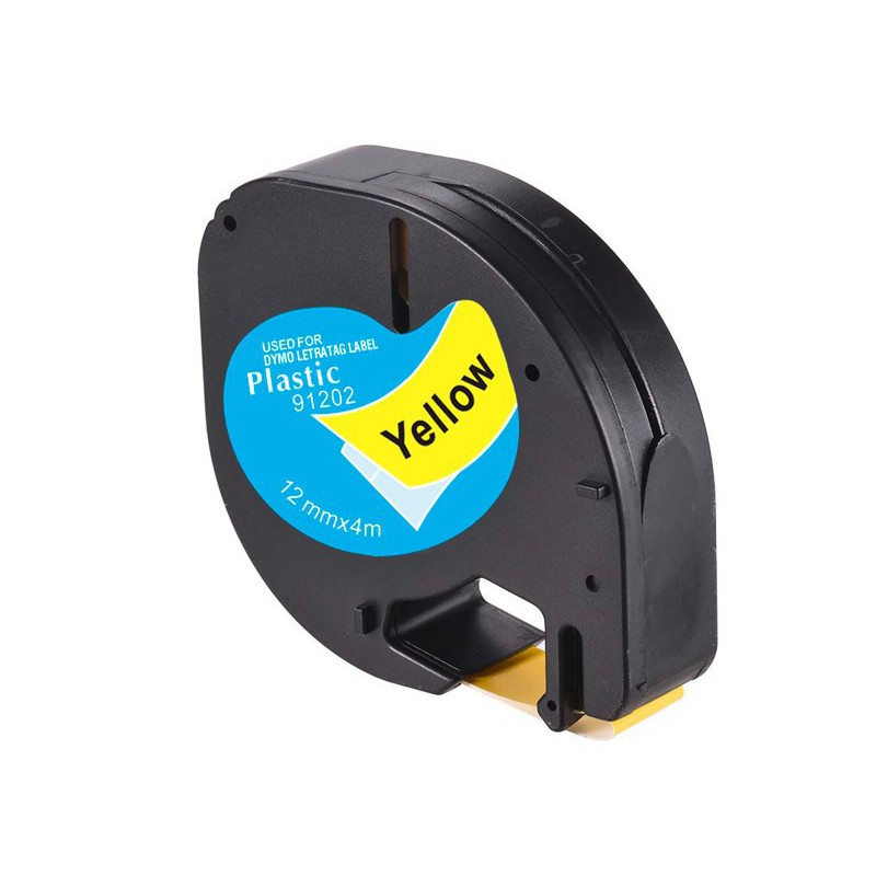 Analoginė DYMO LetraTag suderinama juostelė LT 91202 12 mm geltona juostelė/ juodas tekstas