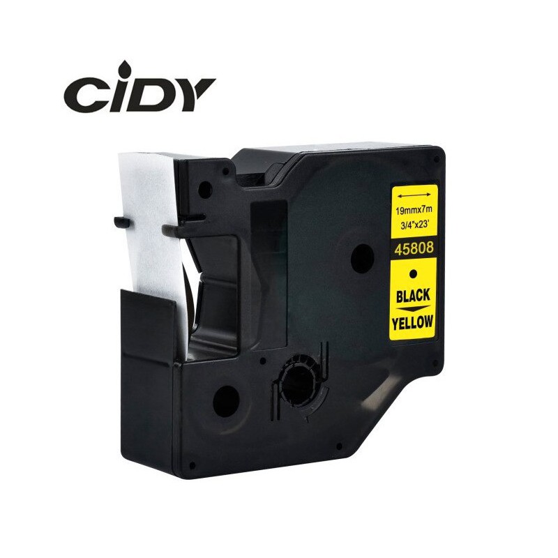 Analoginė DYMO D1 suderinama juostelė CIDY 45808 19 mm geltona juostelė juodas tekstas