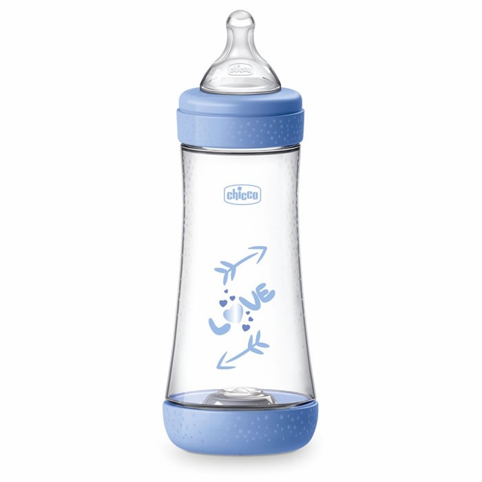 Chicco Perfect Silicone Feeding Bottle buteliukas kūdikiams  300ml Blue 4m+