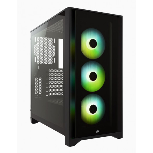 Corsair grūdinto stiklo vidurinio bokšto ATX dėklas iCUE 4000X RGB šoninis langas, vidurinis bokštas, juodas, maitinimo šaltinis nėra, plienas, grūdintas stiklas, plastikas