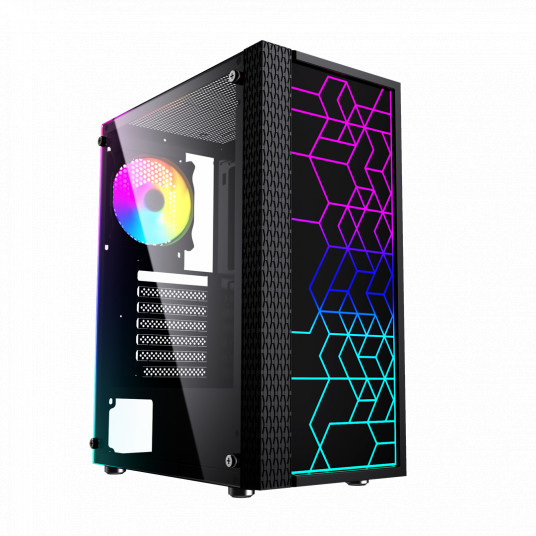  Gembird Fornax 2500 ARGB Gaming ATX kompiuterio dėklas, Midi Tower, apšvietimas, juodas 