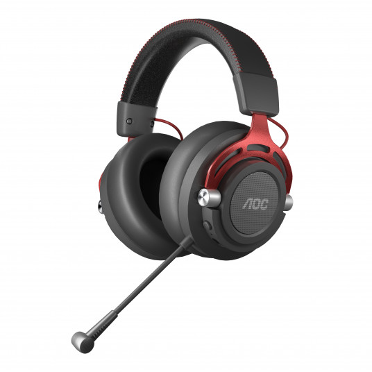 AOC žaidimų ausinės GH401 mikrofonas, juodas/raudonas, belaidis/laidinis