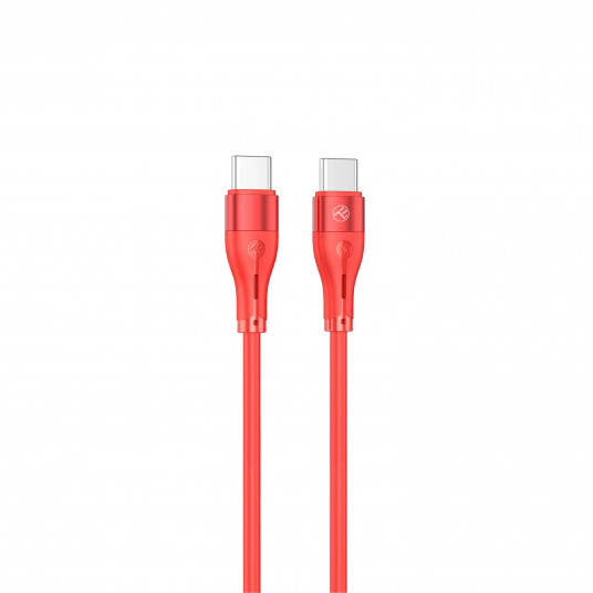 Tellur Silicone Type-C į Type-C kabelis PD60W 1m raudonas