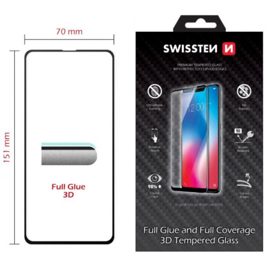 Swissten Ultra Durable Full Face Tempered Glass Apple iPhone 14 Black