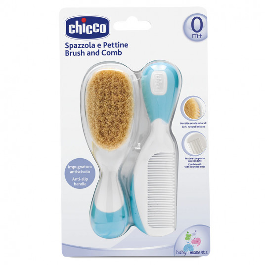 CHICCO šukos ir šepetys Light Blue 0m+