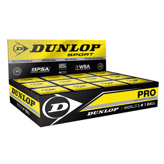 Skvošo kamuoliukas Dunlop PRO 2YellowDot 12-box