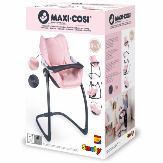 3in1 lėlės maitinimo kėdutė Maxi Cosi Quinny, rožinės spalvos