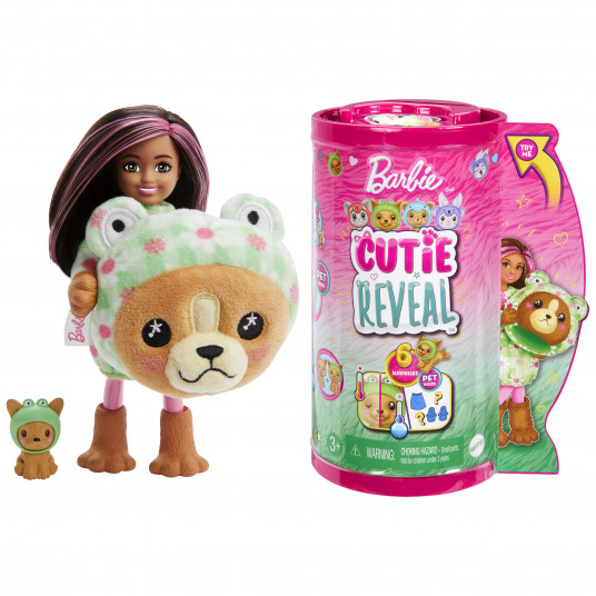 Čelsės  „Cutie Reveal“ rinkinys, minkštutėlių kostiumų serija - šunelis + varlytė