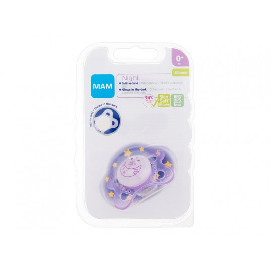 Soother MAM Night Silicone Pacifier 0m+ Moon, 1pc