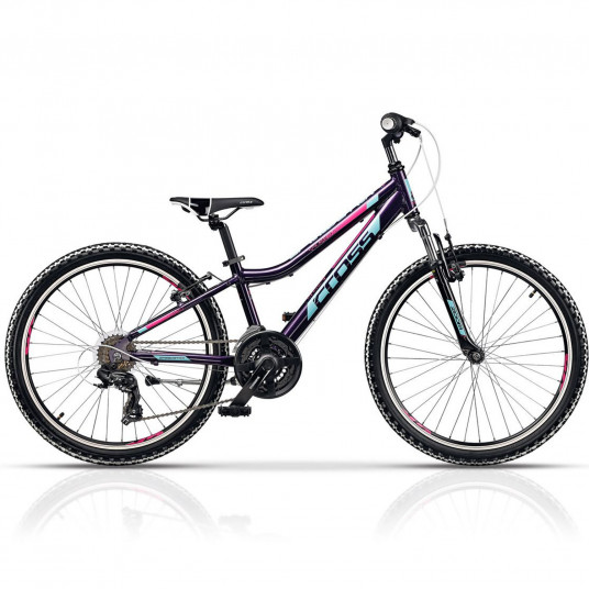 Dviratis CROSS Speedster Girl 24" 18G dydis 12" (30cm) (violetinė/rožinė/žydra)