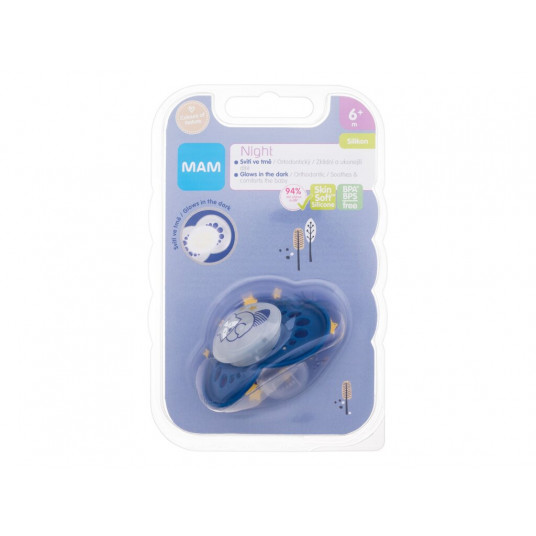 Soother MAM Night Silicone Pacifier 6m+ Raccoon, 1pc