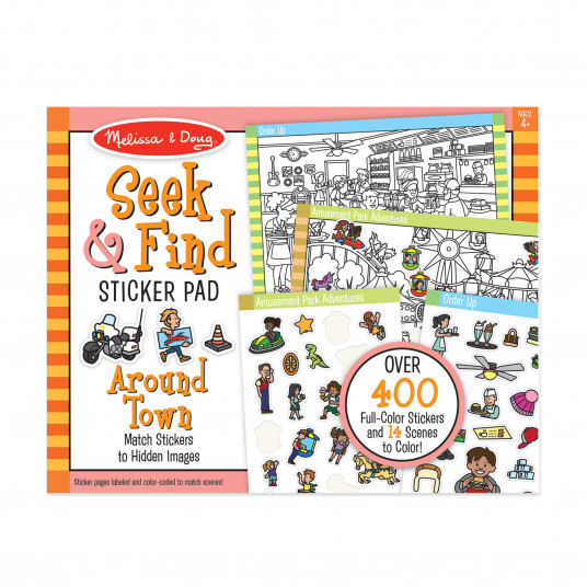 MELISSA & DOUG „Seek & Find“ lipdukų knygelė „Miestas“