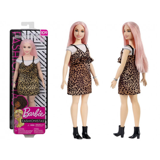 Barbė lėlė Fashionistas leopardo suknelė ZA3160