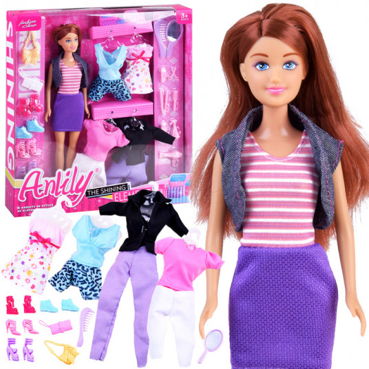 Anlily Doll su drabužių komplektais, batų aksesuarais ZA2457