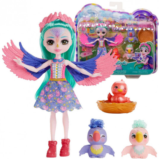 Enchantimals Filia Finch lėlė ir graži papūgų šeima ZA5089