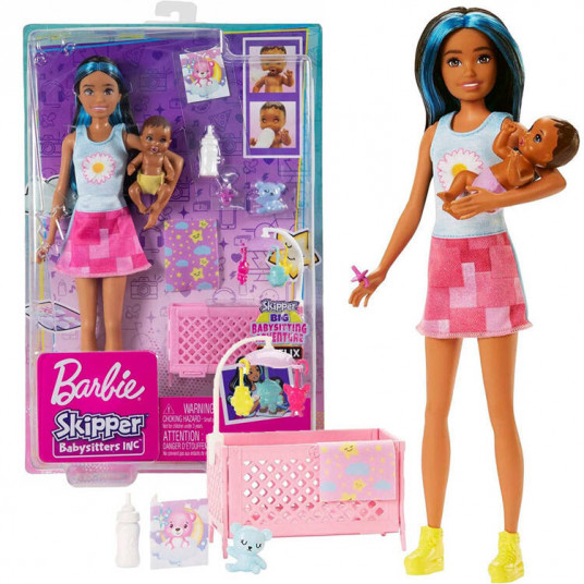 Barbie Skipper Babysitters lėlės auklė + kūdikio reikmenys HJY34 ZA5095