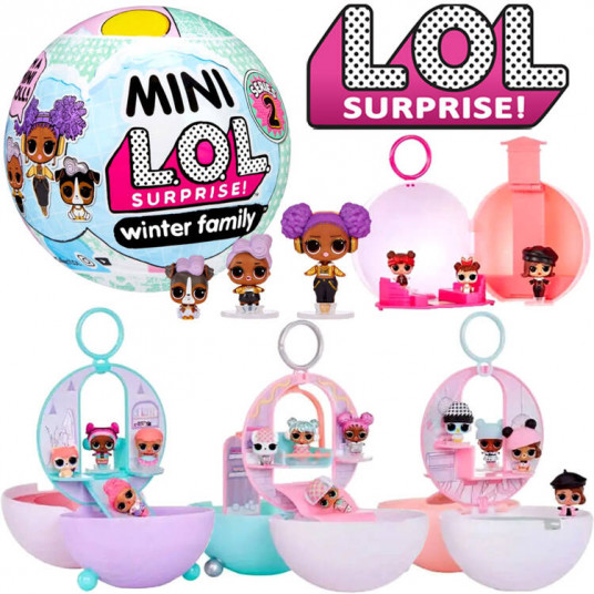 Mini LOL Surprise žiemos šeimyninis rinkinys Žieminis kamuolys su lėlėmis ZA5127