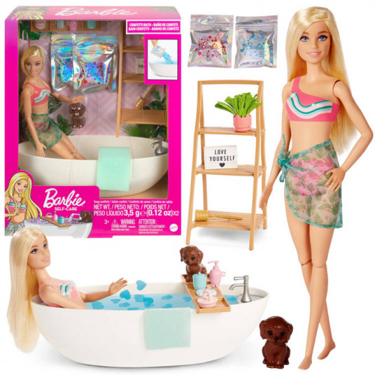Lėlė barbė namų spa vonioje