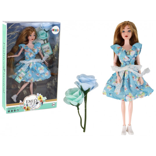Lėlė Emily su mėlyna suknele