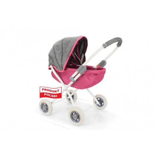Vežimėlis lėlėms - ATIX - LENA - PINK / GREY MELANGE