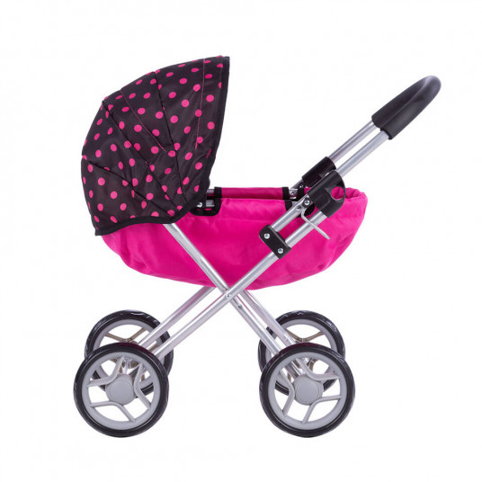 Vežimėlis lėlėms - 9325 - SUSIE - BLACK and PINK DOTS