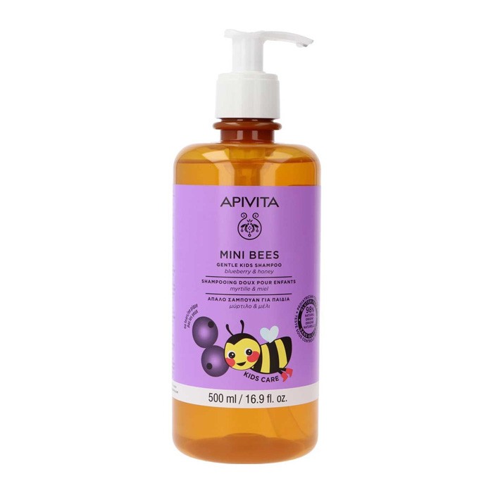 "Apivita Mini Bees" vaikiškas šampūnas "Blueberry-Honey" 500ML