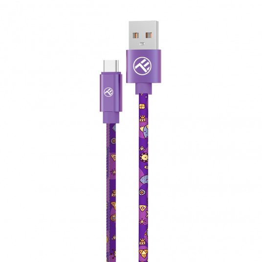 „Tellur Graffiti“ USB prie C tipo laidas, 3A 1 m purpurinis