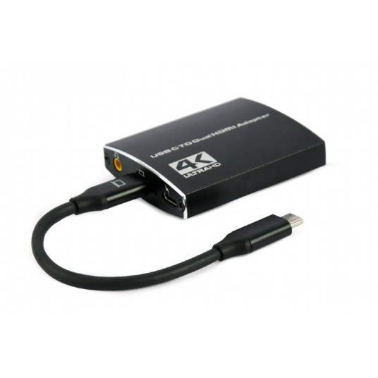 Gembird A-CM-HDMIF2-01 USB-C prie dvigubo HDMI adapterio, 4K 60Hz, juodas