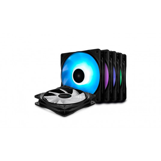 DeepCool RF120M-5 in 1 Kompiuterio korpusui Ventiliatorius 12 cm Juoda, Permatomas 5 vnt