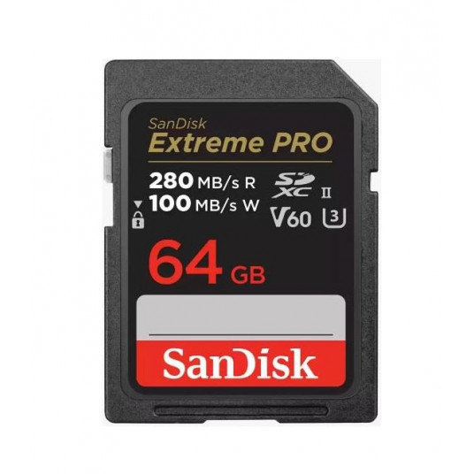 SanDisk SDXC 64GB Extreme Pro 280/100 MB/s V60 UHS-II