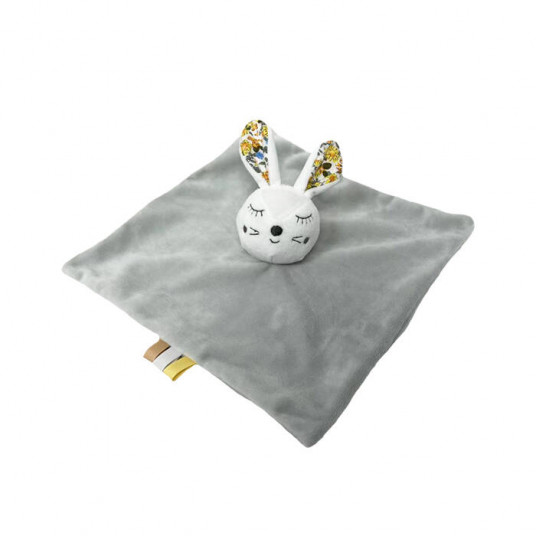 Toy Balnket - 93355 - MILUŚ - BUNNY - GREY with FLOWERS - size 25 cm