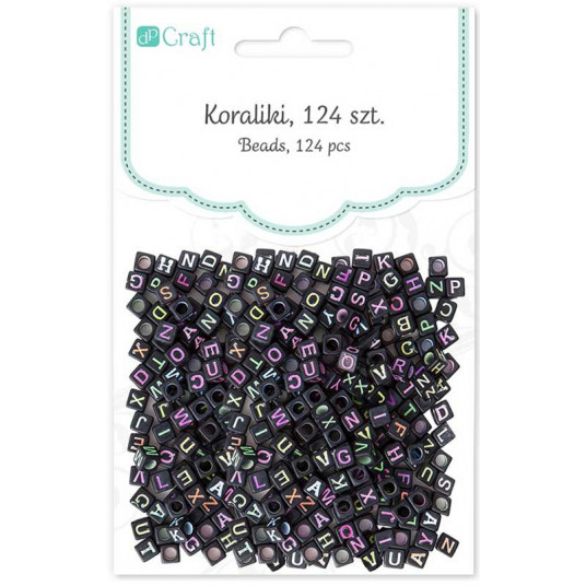 Karoliukai juodi RAIDĖS 124vnt