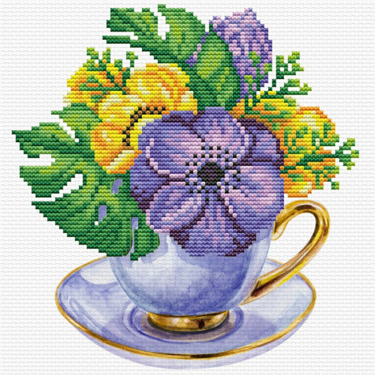 Siuvinėjimo kryželiu rinkinys MAUVE CUP 22x22