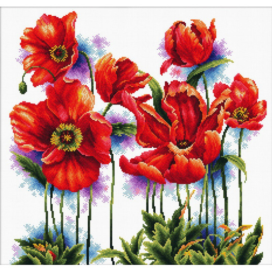 Siuvinėjimo kryželiu rinkinys LOVELY POPPIES 40x40