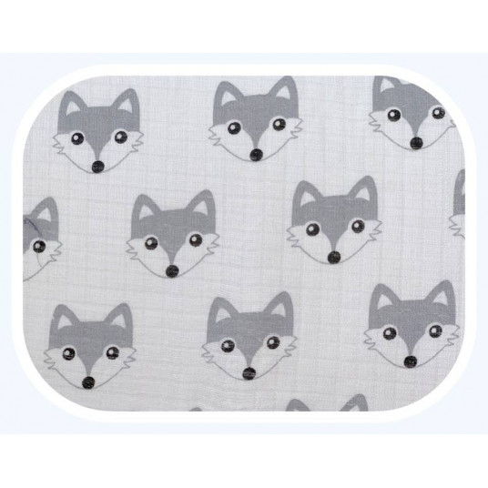 Diaper - 20207- TETRA PRINT - EGA - FOX - GREY- size 70x80 cm