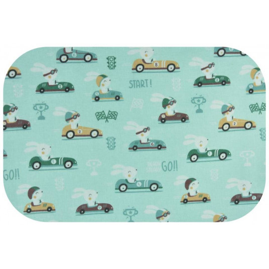 Diaper - 19089 - FLANNEL PRINT - EGA -  KRÓLIK W AUCIE - MINT - size 70x80 cm