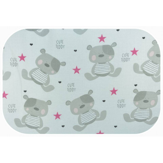 Diaper - 17788 - TETRA PRINT - EGA - CUTE TEDDY - PINK - size 70x80 cm