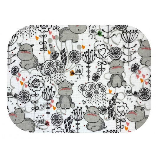 Diaper - 19249 - TETRA PRINT - EGA - SZARE WZORKI - HIPPO - size 70x80 cm