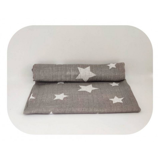 Diaper - 15913 - TETRA PRINT - EGA - GWIAZDY - WHITE/GREY - size 70x80 cm