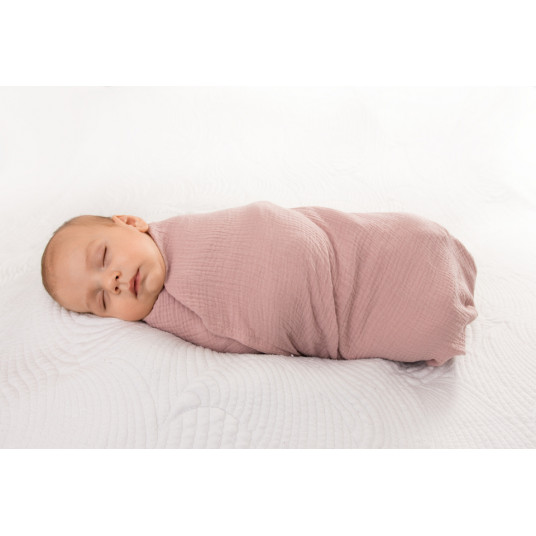 Swaddling blanket - TB0371 - MUSLIN - size 80x120 - DIRTY PINK