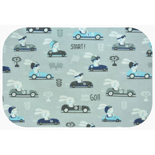 Diaper - 18457 - FLANNEL PRINT - EGA - KRÓLIK W AUCIE - GREY - size 70x80 cm