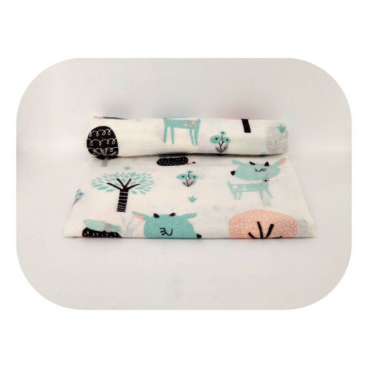 Diaper - 22676 - FLANNEL PRINT - EGA - JELONEK - WHITE - size 70x80 cm