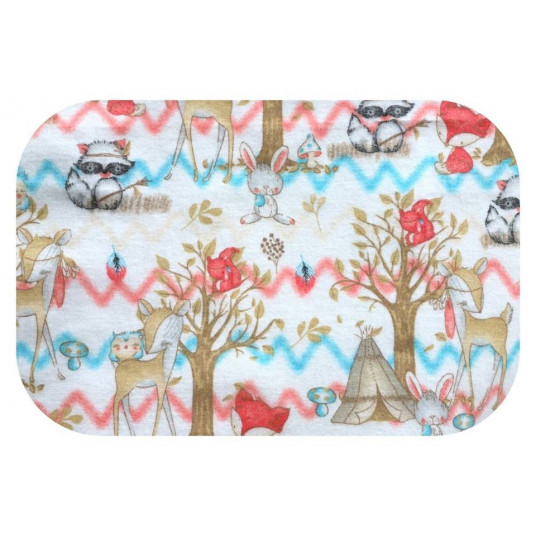 Diaper - 25400 - FLANNEL PRINT - EGA - ZWIERZĘTA W LESIE- size 70x80 cm