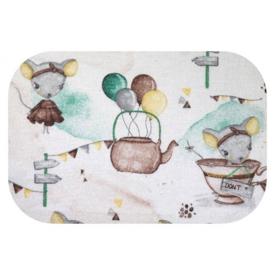 Diaper - 25455  - FLANNEL PRINT - EGA - MYSZKA W FILIŻANCE- BROWN/GREEN- size 70x80 cm