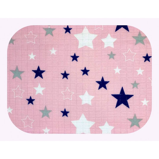 Diaper - 22003- TETRA PRINT - EGA - GWIAZDKI -NAVY BLUE / PINK - size 70x80 cm