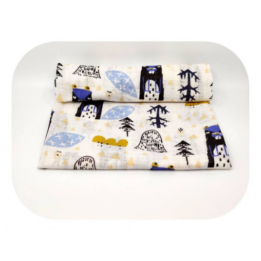 Diaper - 22973 - TETRA PRINT - EGA - BOBRY - BLUE  - size 70x80 cm